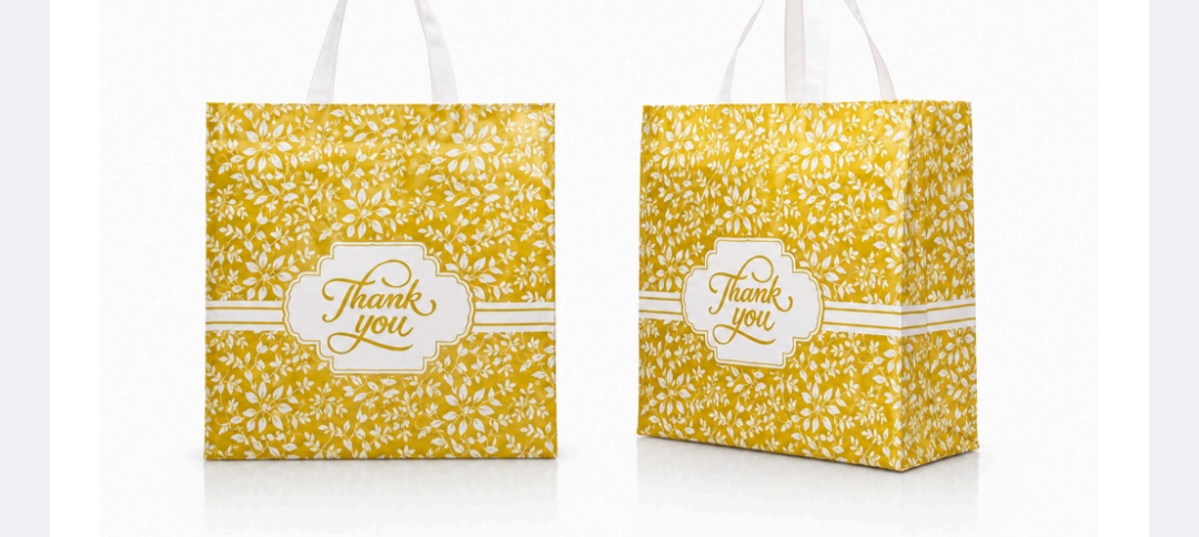 Yellow floral print thank you gifting bag with rope handles by My Bag Pack